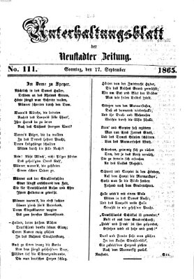 Neustadter Zeitung. Unterhaltungsblatt der Neustadter Zeitung (Neustadter Zeitung) Sonntag 17. September 1865