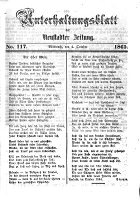 Neustadter Zeitung. Unterhaltungsblatt der Neustadter Zeitung (Neustadter Zeitung) Mittwoch 4. Oktober 1865