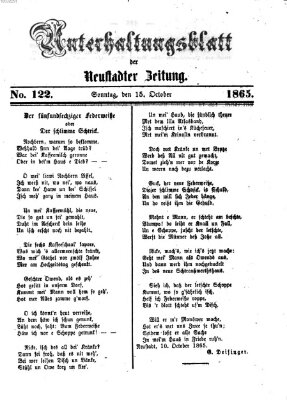 Neustadter Zeitung. Unterhaltungsblatt der Neustadter Zeitung (Neustadter Zeitung) Sonntag 15. Oktober 1865