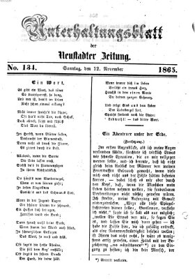 Neustadter Zeitung. Unterhaltungsblatt der Neustadter Zeitung (Neustadter Zeitung) Sonntag 12. November 1865