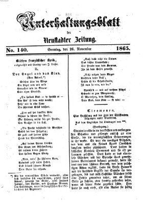 Neustadter Zeitung. Unterhaltungsblatt der Neustadter Zeitung (Neustadter Zeitung) Sonntag 26. November 1865