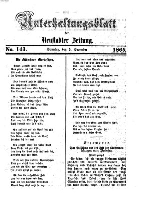 Neustadter Zeitung. Unterhaltungsblatt der Neustadter Zeitung (Neustadter Zeitung) Sonntag 3. Dezember 1865