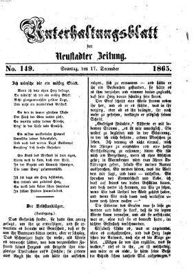 Neustadter Zeitung. Unterhaltungsblatt der Neustadter Zeitung (Neustadter Zeitung) Sonntag 17. Dezember 1865