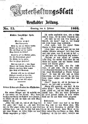 Neustadter Zeitung. Unterhaltungsblatt der Neustadter Zeitung (Neustadter Zeitung) Sonntag 4. Februar 1866