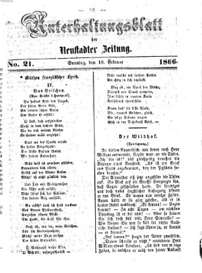 Neustadter Zeitung. Unterhaltungsblatt der Neustadter Zeitung (Neustadter Zeitung) Sonntag 18. Februar 1866