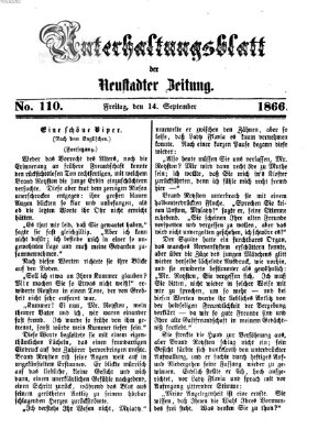 Neustadter Zeitung. Unterhaltungsblatt der Neustadter Zeitung (Neustadter Zeitung) Freitag 14. September 1866