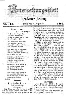 Neustadter Zeitung. Unterhaltungsblatt der Neustadter Zeitung (Neustadter Zeitung) Freitag 21. September 1866
