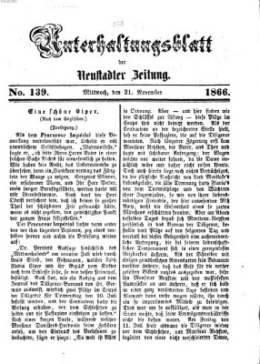 Neustadter Zeitung. Unterhaltungsblatt der Neustadter Zeitung (Neustadter Zeitung) Mittwoch 21. November 1866