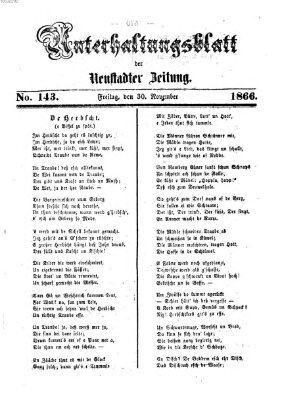 Neustadter Zeitung. Unterhaltungsblatt der Neustadter Zeitung (Neustadter Zeitung) Freitag 30. November 1866