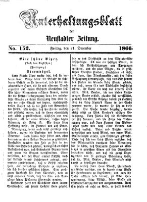 Neustadter Zeitung. Unterhaltungsblatt der Neustadter Zeitung (Neustadter Zeitung) Freitag 21. Dezember 1866