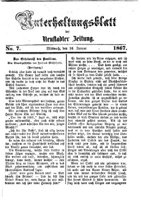 Neustadter Zeitung. Unterhaltungsblatt der Neustadter Zeitung (Neustadter Zeitung) Mittwoch 16. Januar 1867