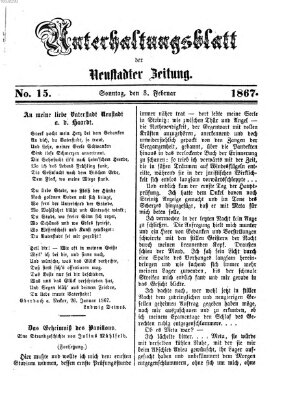 Neustadter Zeitung. Unterhaltungsblatt der Neustadter Zeitung (Neustadter Zeitung) Sonntag 3. Februar 1867