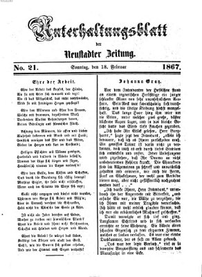 Neustadter Zeitung. Unterhaltungsblatt der Neustadter Zeitung (Neustadter Zeitung) Montag 18. Februar 1867