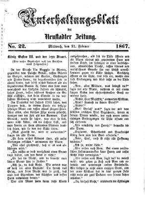 Neustadter Zeitung. Unterhaltungsblatt der Neustadter Zeitung (Neustadter Zeitung) Donnerstag 21. Februar 1867