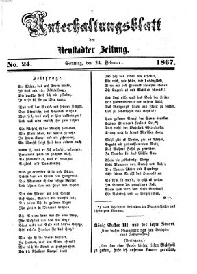 Neustadter Zeitung. Unterhaltungsblatt der Neustadter Zeitung (Neustadter Zeitung) Sonntag 24. Februar 1867