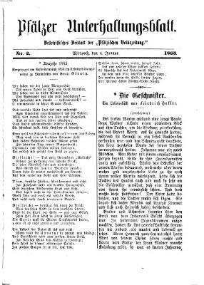 Pfälzer Unterhaltungsblatt (Pfälzische Volkszeitung) Mittwoch 4. Januar 1865