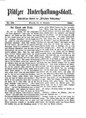 Pfälzer Unterhaltungsblatt (Pfälzische Volkszeitung) Mittwoch 29. November 1865