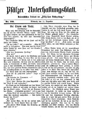 Pfälzer Unterhaltungsblatt (Pfälzische Volkszeitung) Mittwoch 13. Dezember 1865