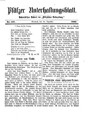 Pfälzer Unterhaltungsblatt (Pfälzische Volkszeitung) Mittwoch 20. Dezember 1865