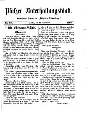 Pfälzer Unterhaltungsblatt (Pfälzische Volkszeitung) Freitag 14. September 1866