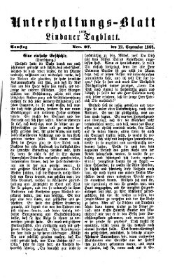 Lindauer Tagblatt für Stadt und Land. Unterhaltungs-Blatt zum Lindauer Tagblatt (Lindauer Tagblatt für Stadt und Land) Samstag 12. September 1868