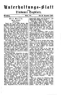 Lindauer Tagblatt für Stadt und Land. Unterhaltungs-Blatt zum Lindauer Tagblatt (Lindauer Tagblatt für Stadt und Land) Samstag 19. Dezember 1868