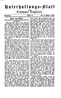 Lindauer Tagblatt für Stadt und Land. Unterhaltungs-Blatt zum Lindauer Tagblatt (Lindauer Tagblatt für Stadt und Land) Samstag 13. Februar 1869