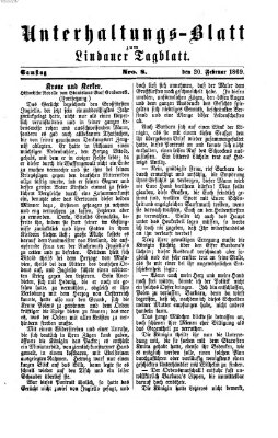 Lindauer Tagblatt für Stadt und Land. Unterhaltungs-Blatt zum Lindauer Tagblatt (Lindauer Tagblatt für Stadt und Land) Samstag 20. Februar 1869