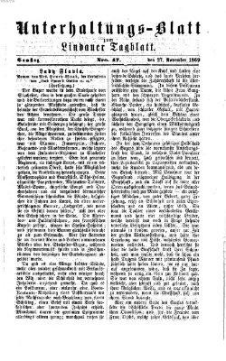 Lindauer Tagblatt für Stadt und Land. Unterhaltungs-Blatt zum Lindauer Tagblatt (Lindauer Tagblatt für Stadt und Land) Samstag 27. November 1869