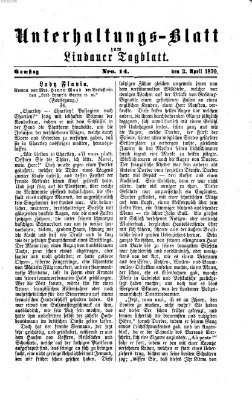 Lindauer Tagblatt für Stadt und Land. Unterhaltungs-Blatt zum Lindauer Tagblatt (Lindauer Tagblatt für Stadt und Land) Samstag 2. April 1870