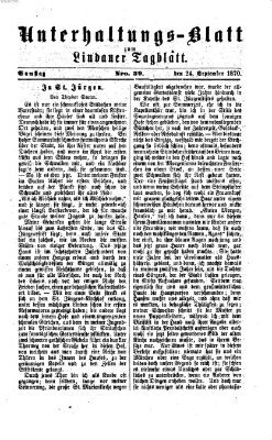 Lindauer Tagblatt für Stadt und Land. Unterhaltungs-Blatt zum Lindauer Tagblatt (Lindauer Tagblatt für Stadt und Land) Samstag 24. September 1870