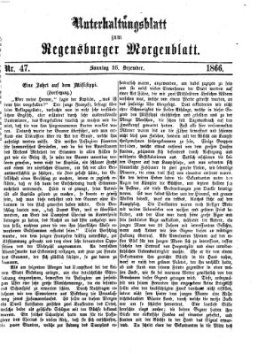 Regensburger Morgenblatt. Unterhaltungsblatt zum Regensburger Morgenblatt (Regensburger Morgenblatt) Sonntag 16. Dezember 1866