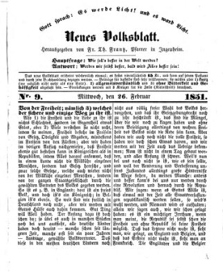 Neues Volksblatt Mittwoch 26. Februar 1851