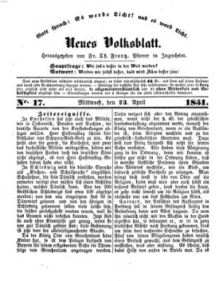 Neues Volksblatt Mittwoch 23. April 1851