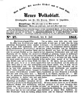 Neues Volksblatt Mittwoch 2. Juli 1851