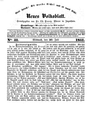 Neues Volksblatt Mittwoch 30. Juli 1851