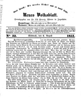 Neues Volksblatt Mittwoch 6. August 1851