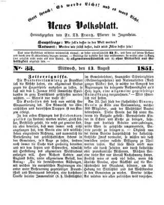 Neues Volksblatt Mittwoch 13. August 1851