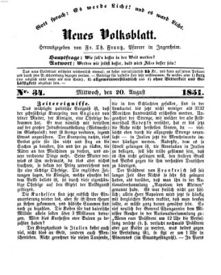 Neues Volksblatt Mittwoch 20. August 1851