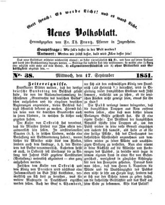 Neues Volksblatt Mittwoch 17. September 1851