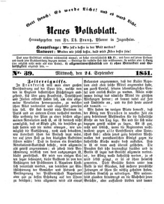 Neues Volksblatt Mittwoch 24. September 1851