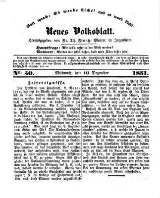 Neues Volksblatt Mittwoch 10. Dezember 1851