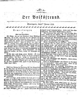 Der Volksfreund (Der Volksfreund aus Schwaben) Samstag 5. Januar 1822