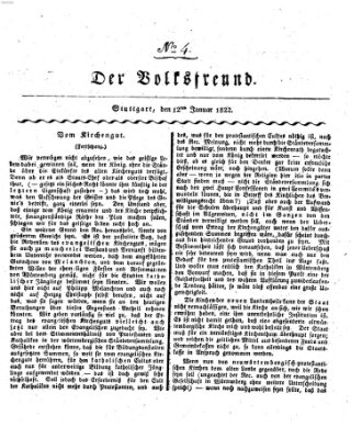 Der Volksfreund (Der Volksfreund aus Schwaben) Samstag 12. Januar 1822