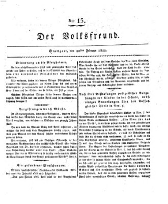 Der Volksfreund (Der Volksfreund aus Schwaben) Mittwoch 20. Februar 1822