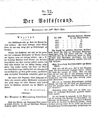 Der Volksfreund (Der Volksfreund aus Schwaben) Samstag 20. April 1822