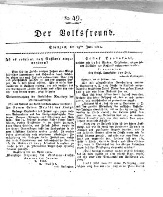 Der Volksfreund (Der Volksfreund aus Schwaben) Mittwoch 19. Juni 1822