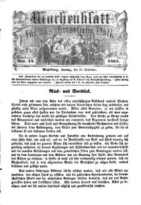 Wochenblatt für das christliche Volk Sonntag 20. September 1863