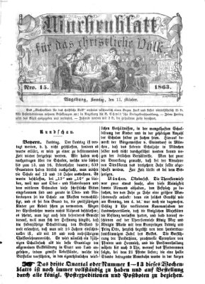 Wochenblatt für das christliche Volk Sonntag 11. Oktober 1863