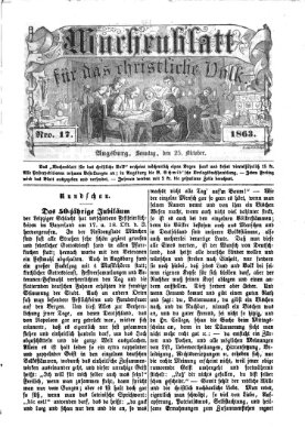 Wochenblatt für das christliche Volk Sonntag 25. Oktober 1863